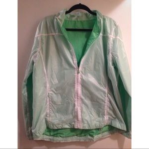 Green running jacket